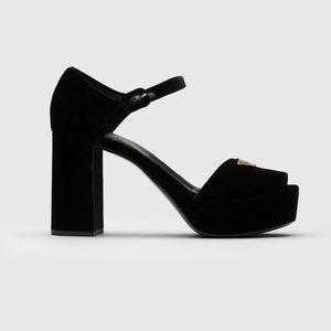Sandálias femininas elvet plataforma sandálias designer sandália para mulher sapato de verão moda sandles couro luxo vestido sapatos tornozelo bloco grosso sapatos de noite