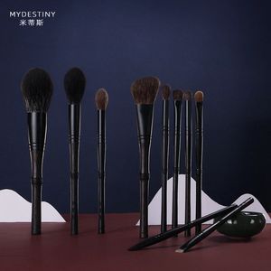 MyDestiny 10 PCS Professional Makeup Brush Set Ebony High Grade Set Soft Animal Fox Squirrel Goat Hair 240124