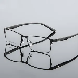 Оправы для солнцезащитных очков, оправа для оптических очков из сплава, мужские сверхлегкие квадратные очки для близорукости, очки по рецепту, 2024, мужские металлические очки с полным винтом