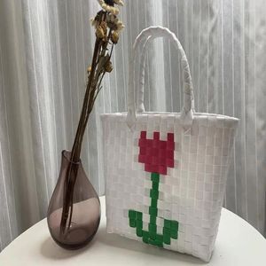 Sacos de compras Bolsa feminina tulipa tecido bolsa artesanal arranjo de flores cesta de presente de dama de honra