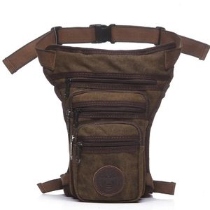 Mens Canvas Drop Leg Bag Messenger Shoulder Belt Hip Bum Fanny Midjepaket för resor Trekking Motorcykel Riding 240126