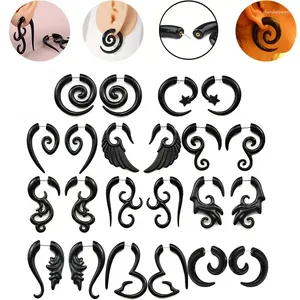 Ohrstecker 2pc Männer Frauen Mode Punk Acryl Gefälschte Stecker Spirale Ohr Verjüngt Schnecke Expander Schwarz Körper Schmuck Pircing