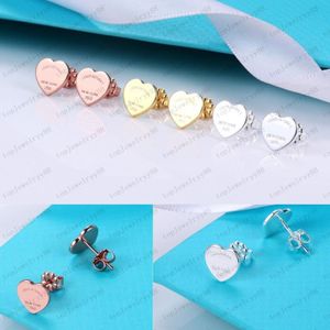 Designer Heart Earring Women Rose Stud Par Flanell Bag Rostfritt stål 10mm Tjock Piercing Luxury Jewel Gifts Woman Accessori257L