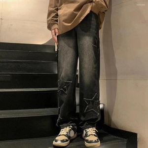 Men's Jeans Denim Ins Fashion Korean WIth Star 2024 Spring Autumn High Waist Straight Leg Loose Fitting