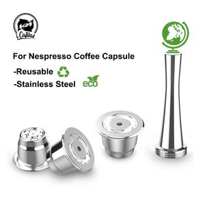 Cápsula de café reutilizável iCafilas para Nespresso Filtros de café de aço inoxidável Espresso Coffee Crema Pod Maker atualizado 240122