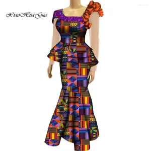 Ubrania etniczne kobiety 2 sztuki Afrykańskie garnitury woskowe nadruk Tlewa i długie spódnice Dashiki Bluzka Sukienka WY6679