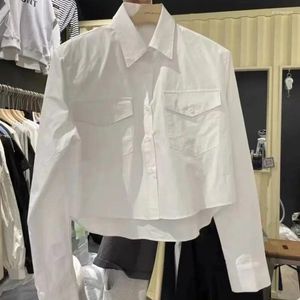 Kadın bluzları mahsul üstleri beyaz uzun kollu moda bluz 2024 Blusas Mujer de Moda tek göğüslü sıradan gevşek Kore Y2K