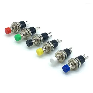 Taklampor 10st 7mm tråd Multicolor 2 stift Momentary Push Button Switch PBS110 Non Lock Reset