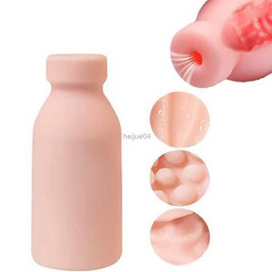 Masturbators Portable Masturbation Cup BlowJob Soft Real Vagina Anal Massager Pocket Pussy Milk Bottl Sex Toys For Men Endurance Oaching