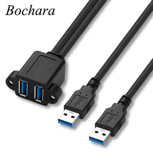 Cavo di prolunga USB 3.0 Bochara doppio maschio a femmina schermato intrecciato in lamina con montaggio a pannello a vite 50 cm