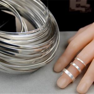 Pierścienie Sterling Sier Rectangle Płaski drutowy pierścień mankietów do tworzenia biżuterii, długość 100 mm