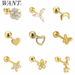 Stud WANTME 925 Sterling Silver Fashion Simple Love Star Spiral Bead Stud Earrings for Women Chic Party Piercing Jewelry Accessories YQ240129