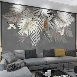 Wallpapers Custom Wall Painting 3D Hand Painted Plant Leaves Po Wallpaper For Bedroom Study Living Room TV Background Papier Peint Mural