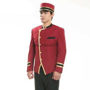 Others Apparel red hotel uniform for men hotel reception uniform for men hotel receptionist hotel waiter clothes