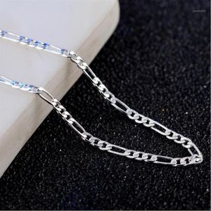 Chains 2021 Top Quality Silver Plated & Stamped 925 4mm Figaro Necklace For Women Men's Model Jewerly Whole 16-30inch1267x