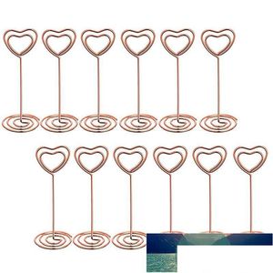 Outras ferramentas de cozinha 12 Pcs Rose Gold Heart Shape Po Holder Stands Table Number Holders Place Card Paper Menu Clips para S Drop Delivery Ot7Dh