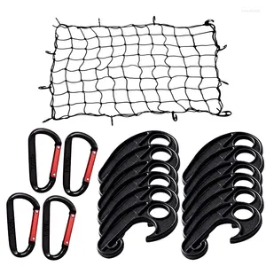 Car Organizer Cargo Net For Roof Rack Bungee Nets 12 Adjustable Hooks 4 Metal Carabiners Adaptable To Pickup Truck Bed And SUV Rooftop