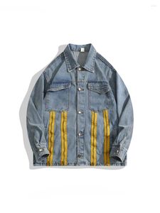 Herrenjacken American High Street Multi-Reißverschluss verziert Denim trendige Marke Revers langärmelige lässige vielseitige Hip-Hop-Mäntel