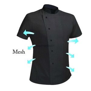 Altro Abbigliamento Maglia traspirante Chef Manica corta Divisa da cuoco Cappotto da cuoco T-shirt da cuoco Baker Divisa da lavoro Cameriere Ristorante Abbigliamento da hotel