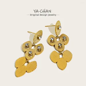 Dangle Earrings YACHAN PVD 18K Gold Plated Stainless Steel Drop For Women Luxury Crystal Metal Earring Trendy Jewelry