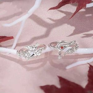 Band Rings Official Anime Tian Guan Ci Fu Hua Cheng Xie Lian Flower Ring Jewelry For Women TGCF Adjustable Couples Rings Props Gifts 240125