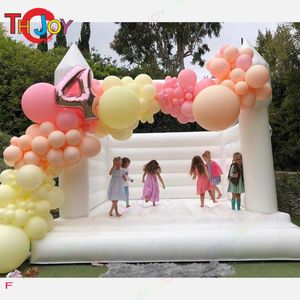 Atividades de jogos ao ar livre 13 pés Casa de salto branco comercial Inflável Castelo Bouncy de Casamento Saltando Adultos Crianças Castelo Bouncer para Festa com soprador navio aéreo livre