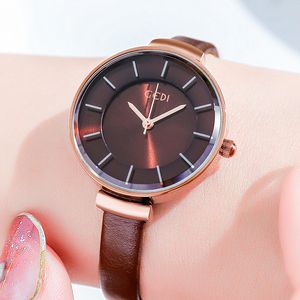 Kvinnor Fashion Casual Light Luxury Simple Large Dial Högt utseende Horisontellt dubbelskikt Bältesvattentät kvarts Titta på Montre de Luxe Gifts A11