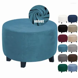 Chair Covers Round Ottoman Stool Cover Super Soft Velvet Footrest All-inclusive Seat Slipcover Living Room Bedroom