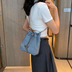 Versatile New Denim Bucket for Women's High-end Textured Lucky Chain Large Capacity Single Shoulder 2024 New Design Fashion 78% Off Store wholesale