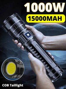 Flashlights Torches 15000mAh LED Flashlight USB C Rechargeable Flash Light 80W 10000LM High Power Zoom Tactical Lantern Long S Torch