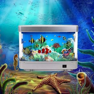 Night Lights Artificial Tropical Fish Tank Lamp Decorative Sensory Aquarium Table Virtual Move Ocean Mood Light Room Decoration