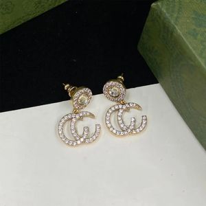 Luxury Gold Stud Earrings Designer For Women Diamond round Earrings Stud Letter Earrings Jewelry Set Valentine Day Gift Engagement