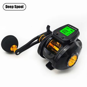 Mulinello da pesca digitale ricaricabile 72 1 con contatore di linea accurato, ampio display, allarme di abboccata o canna da pesca in carbonio 240127