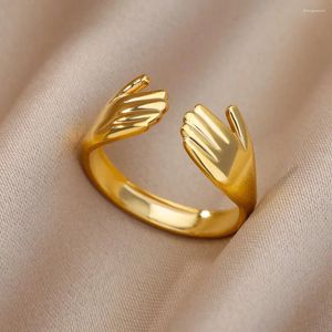 Cluster Rings Vintage Love Hug Hands For Women Men Adjustable Open Cuff Ring Wedding Couple Jewelry Party Gift Anillos