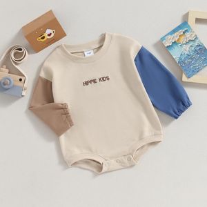 Rompers Born Baby Romper Toddler Clothes Long Sleeve Crew Neck Contrast Color Letters Fall Bodysuit Outfits For Girls Boys