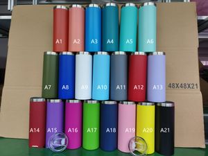 Custom 20oz Colored Tumbler Stainless Steel Powder Coated Colors Skinny with Lid Double Wall Vacuum Insulated Coffee Drinking Cup