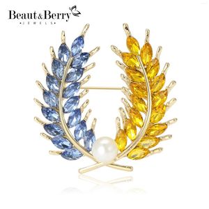 Brosches Beautberry Rhinestone Pearl Ear of Wheat for Women Unisex Classic 4-Color Plant Office Party Pin Year Gifts