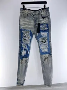 2024 Erkek Tasarımcı Kot Pantolon Jean Soating Slim Pants Jean Diz Yorgan Deliği Düz Retro Pantolon Hip Hop Sokağı Pantolon