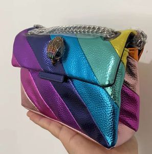 Kurt Geiger London Kensington Mini Pul läder Rainbow Cross Body Påsar och handväska lyxig axel liten messenger ljus lyxig hög mening