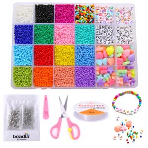 Bangle 24000600pcs Beads Kit/glass Seed Beads/alphabet Letter Beads/acrylic Heart Shape Beads for Name Bracelets Jewelry Making Craft