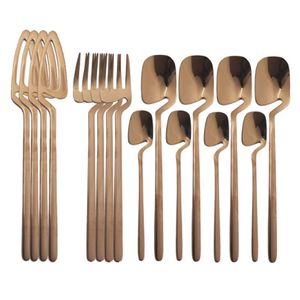 16st Rose Flatware Set Kitchen Decor Spoon Fork Kniv Set Tabeller Stainlöst Stee Matsvårder