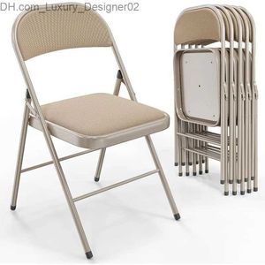 Inne meble Vingli 6 PC Składane krzesła z wyściełanymi siedzeniami metalowa rama z tkaniną pojemność tylną 350 funtów Khaki Zestaw 6 Q240129