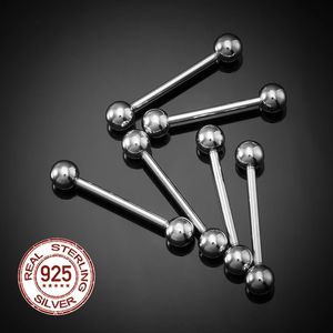 1 STÜCK 925 Sterling Silber Zungenpiercing-Ringe Langhantel für Frauen 16 mm Nippelring 14 G Hypoallergener feiner Schmuck 240127