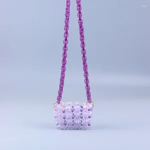 Borse da sera Mini tracolla con catena dell'amore viola con perline tessuta a mano personalizzata per donna Borsa a tracolla da donna versatile con rossetto alla moda