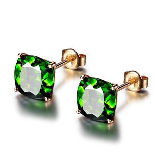 Jewelry Earrings Women Green Crystal Zircon Diamond 18K Rose Gold Plated Earrings studs Birthday Gift