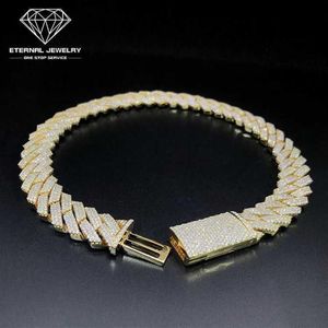 Fábrica personalizada masculina hip hop gelado 18 polegadas sólido s925 10k 14k 18k ouro amarelo 10mm moissanite diamante cubano elo de corrente colar275z