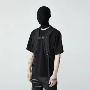 Herrenjacken, Avantgarde-Stil, Techwear-Kleidung, schmaler Rücken, für Herren, schwarzes Kurzarm-T-Shirt für Damen