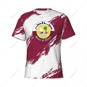 Homens camisetas Nome personalizado Nunber Qatar Bandeira Cor Homens Apertados Esportes T-shirt Mulheres Tees Jersey para Fãs de Futebol de Futebol