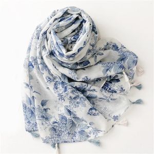 Sciarpe Stampa di moda Foulard musulmano 180/90 cm Le quattro stagioni Bandana Sciarpa da esterno in cotone e lino con frange Telo mare