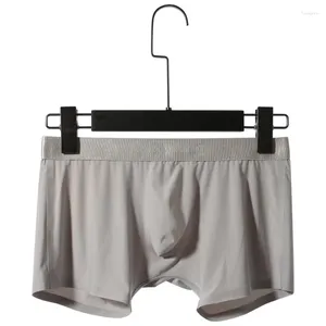 Underpants Seamless Boxer Briefs Male Breathable Ice Silk Trunks Man Sexy Underwear Low Rise Bulge Pouch Panties Shorts